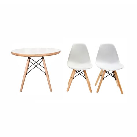 Set De Mesa Blanca Y Dos Sillas Blancas Eames-1