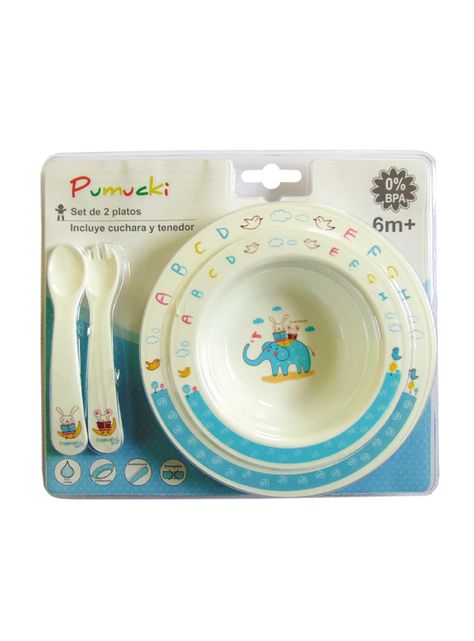 Set de Dos Platos con Cubiertos Bebé-0
