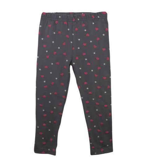 Calza De Algodón Gris Estampado Corazones Pumucki-1