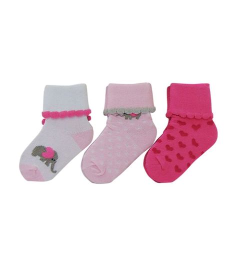 Set de 3 Pares de Calcetines Elephant Fucsia para Niña Pumucki-0