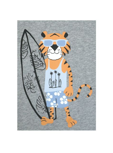 Polera Manga Corta Tiger Niño Gris Pumucki-1