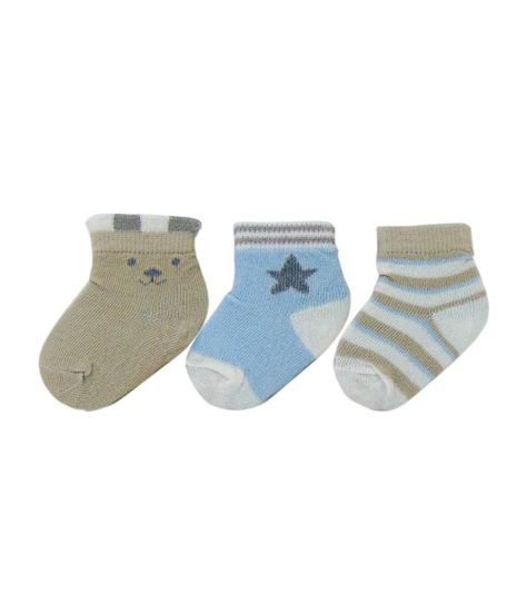 Set de 3 Pares de Calcetines Celeste Beige para Niño Pumucki -0