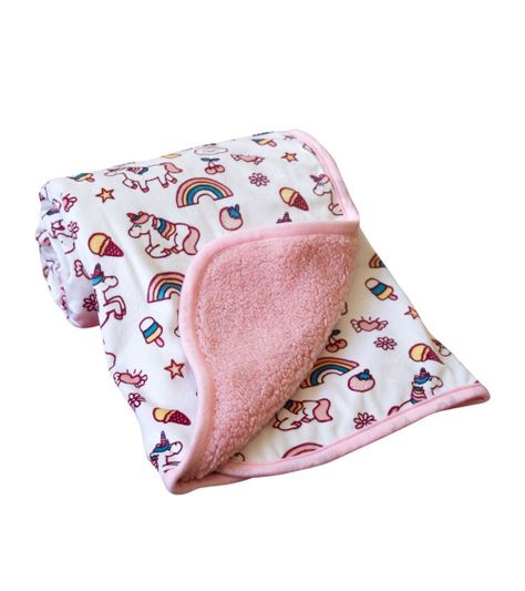 Manta Sherpa Rosa Unicornio -0
