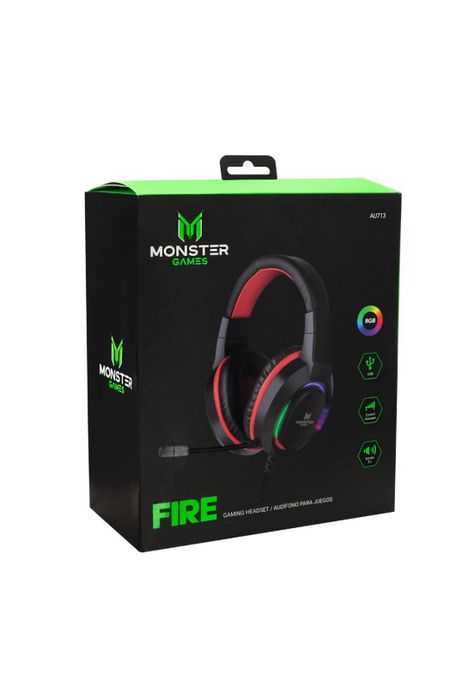 AU713 HEADSET GAMER MONSTER FIRE SONIDO 7.1 USB-3