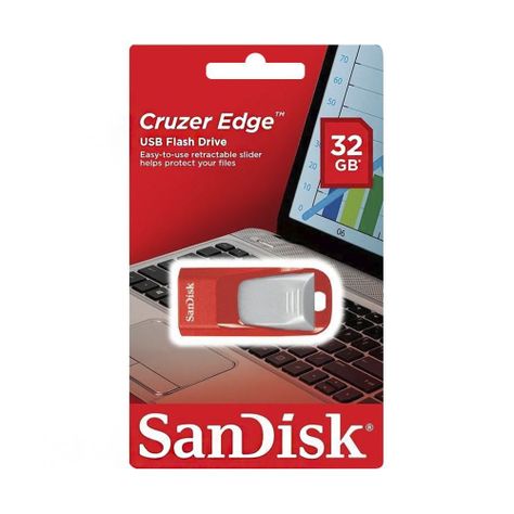 SANDISK CRUZER EDGE, RED AND GRAY 32GB SDCZ51-032G-B35RG-3