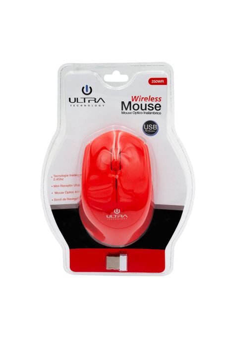 MOUSE OPTICO INALAMBRICO ULTRA ROJO-5