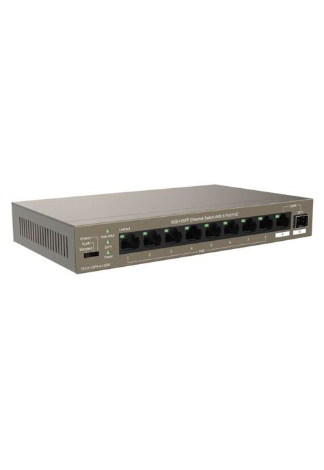 SWITCH TENDA TEG1110PF-8-102W 8 PUERTOS 1SFP GIGA POE-3