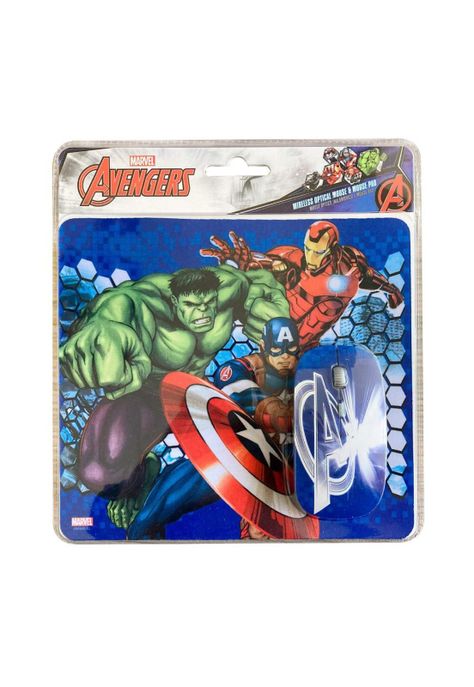 KIT MOUSE INALÁMBRICO Y MOUSE PAD AVENGERS 1-3
