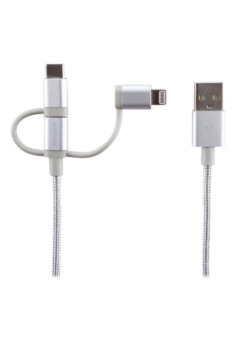 Cable 3 En 1 Iph/and/usbc Silver Dlc2608sr/97-0