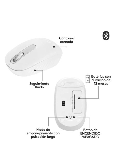 Mouse Inalámbrico Bluetooth Logitech M196 Blanco-2
