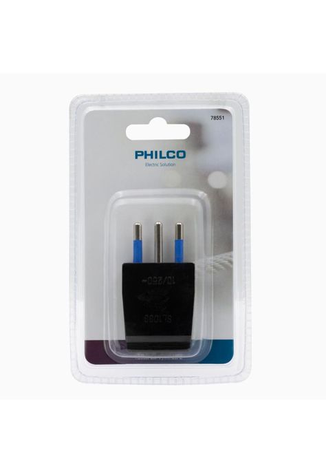 ENCHUFE MACHO VERTICAL 2P + T 78551 NEGRO PHILCO-0