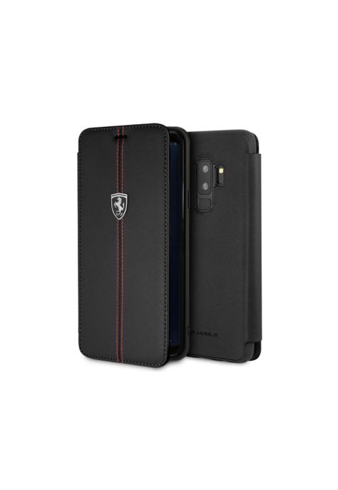 CARCASA BOOK FERRARI GALAXY S9+ CUERO GENUINO NEGRO-1