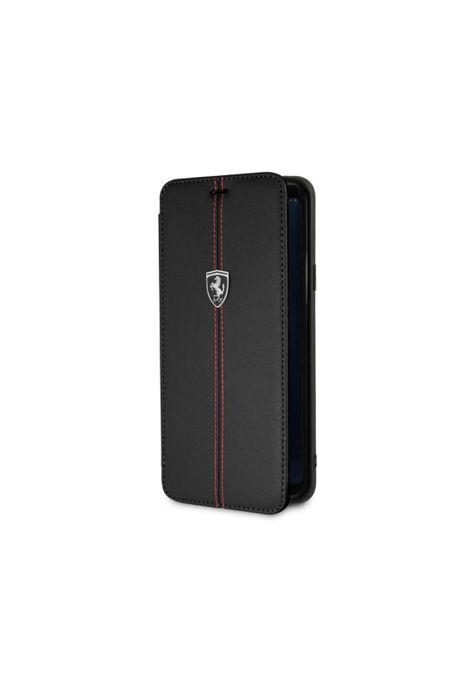 CARCASA BOOK FERRARI GALAXY S9+ CUERO GENUINO NEGRO-2