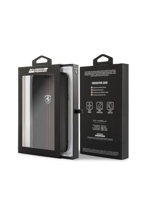 CARCASA BOOK FERRARI GALAXY S9+ CUERO GENUINO NEGRO-3