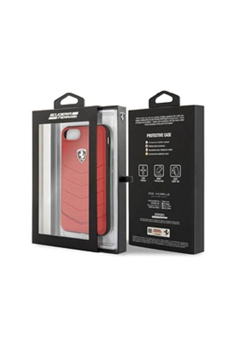 CARCASA FERRARI IPHONE 7/8 CUERO GENUINO ROJO-0