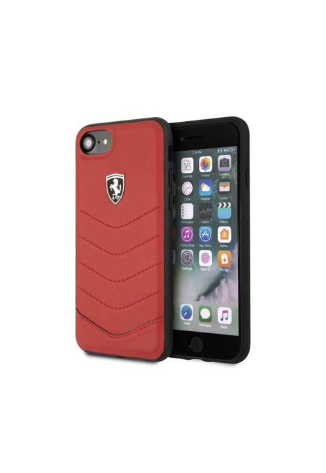 CARCASA FERRARI IPHONE 7/8 CUERO GENUINO ROJO-1