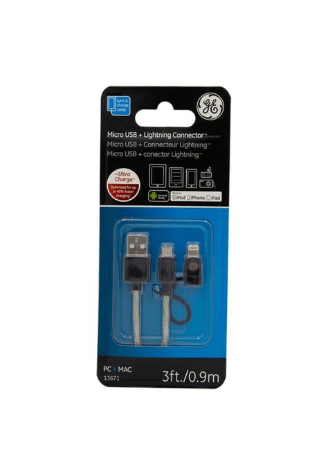 CABLE 2 EN 1 MICO USB C/ ADAPTADOR LIGHTNING GE 0,90 MTS-0