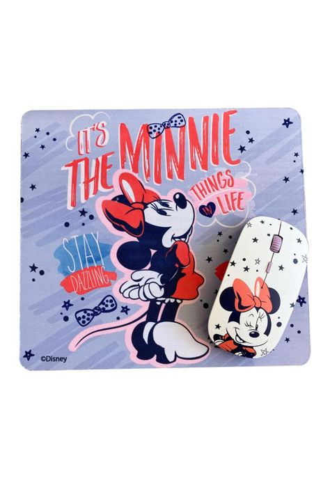 KIT MOUSE INALÁMBRICO Y MOUSE PAD MINNIE 2-0