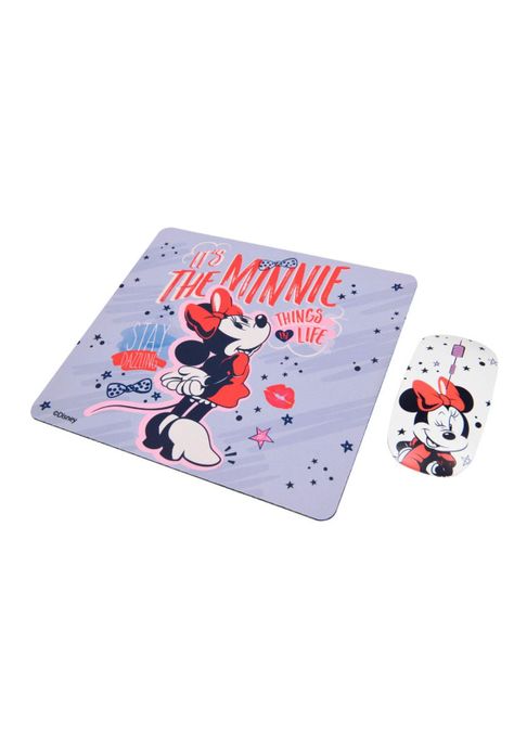 KIT MOUSE INALÁMBRICO Y MOUSE PAD MINNIE 2-1