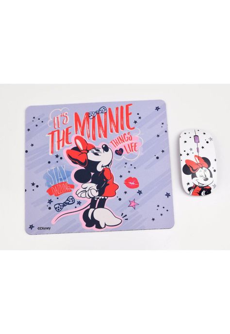 KIT MOUSE INALÁMBRICO Y MOUSE PAD MINNIE 2-3