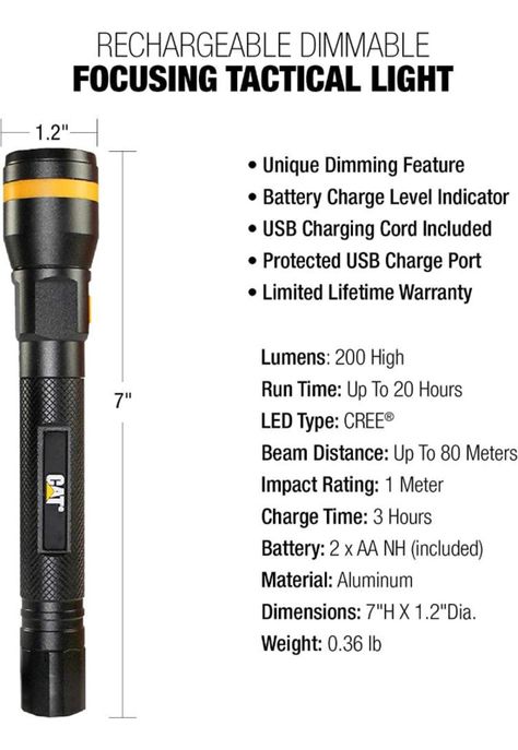 LINTERNA LED RECARGABLE CAT CT2205 LUMENES 200-1