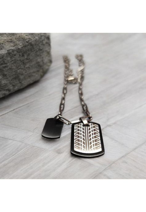 Cadena de Hombre Cat J003N00121 Plateado-Negro-3
