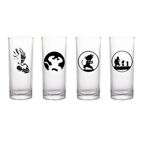 Set Vasos Altos Anime Dragon Ball  Goku Vegeta.-0