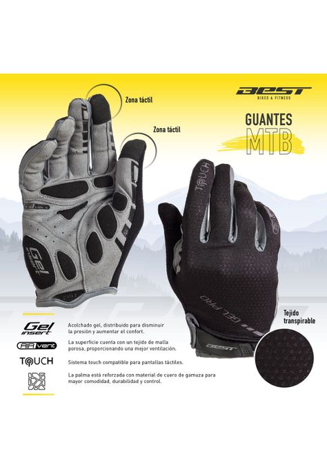 GUANTE LARGO BEST NEGRO/NARANJA TALLA L-3