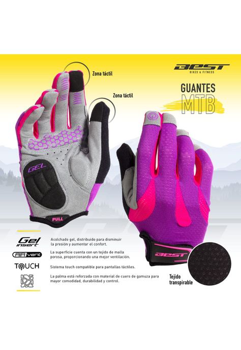 GUANTE LARGO BEST MUJER NEGRO/FUCSIA  TALLA M-3