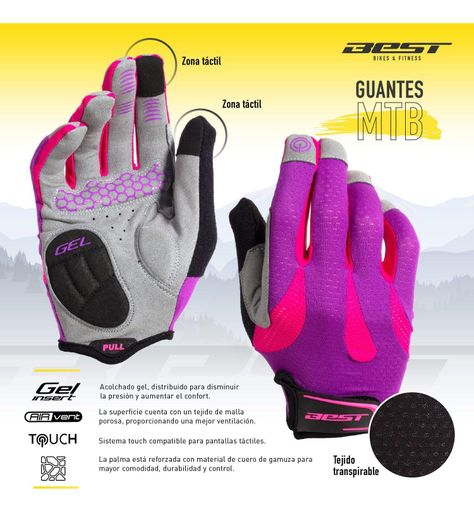 Guante Largo Best Mujer Morado/fucsia Talla S-3