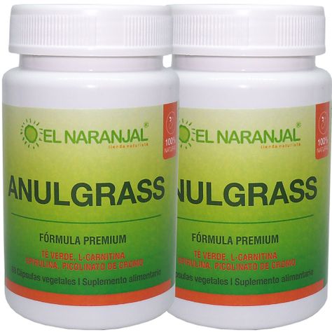 ANULGRASS TE VERDE L-CARNITINA SPIRULINA PICOLINATO DE CROMO 60 CAPSULAS VEGETALES - 600 MG - 2 PACK-0