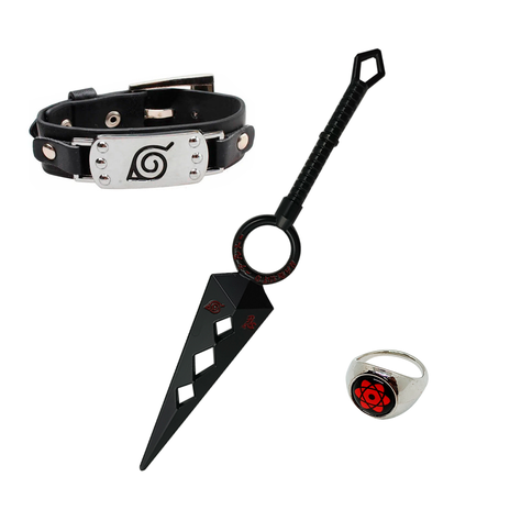 Set Naruto Anime Pulsera + Anillo + Daga Cosplay 3 Pcs-1
