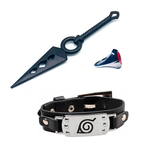 Set Naruto Anime Pulsera + Anillo + Daga Cosplay 3 Pcs-3