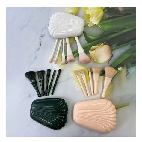 Set 5 Brochas De Maquillaje Con Estuche Viajero Y Espejo-5