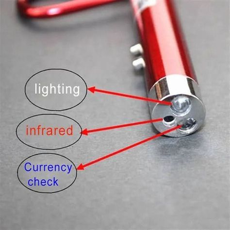 Mini Puntero Laser Rojo 3en1 Luz Led Uv Llavero + -7