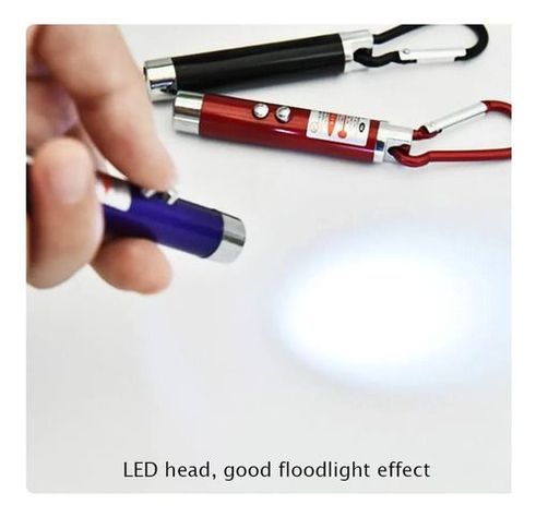Mini Puntero Laser Rojo 3en1 Luz Led Uv Llavero + -1