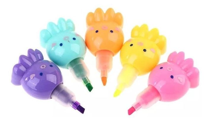 Set X5 Destacador Mini Pulpo Kawaii Fluor Lapiz De-7