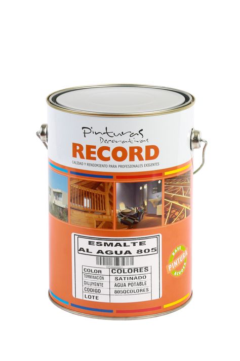 ESMALTE AL AGUA VERDE MANZANA  SATINADO 805 RECORD GALON 3.8LT-0