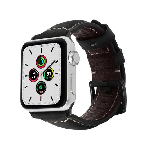 Correa de Cuero para Apple Watch 45/44/42 mm Negro-0