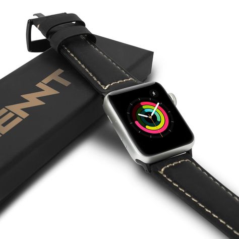 Correa de Cuero para Apple Watch 45/44/42 mm Negro-2