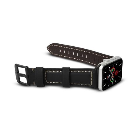 Correa de Cuero para Apple Watch 45/44/42 mm Negro-3