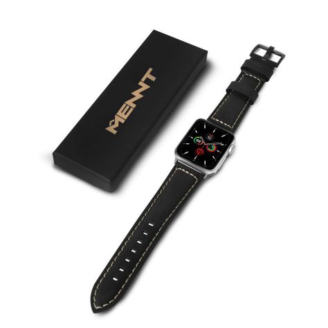 Correa de Cuero para Apple Watch 45/44/42 mm Negro-4