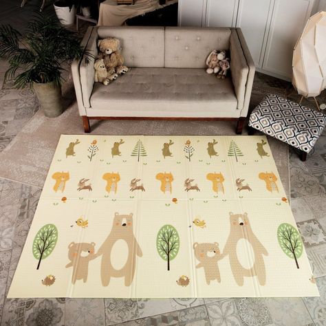 Alfombra Antigolpe Bebe Plegable Reversible Osito + Bolso -1