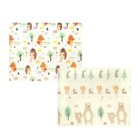 Alfombra Antigolpe Bebe Plegable Reversible Osito + Bolso -2
