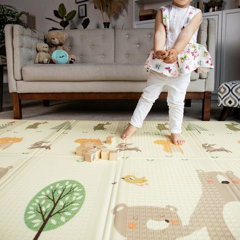 Alfombra Antigolpe Bebe Plegable Reversible Osito + Bolso -4