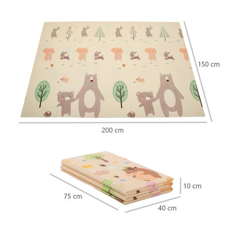 Alfombra Antigolpe Bebe Plegable Reversible Osito + Bolso -5