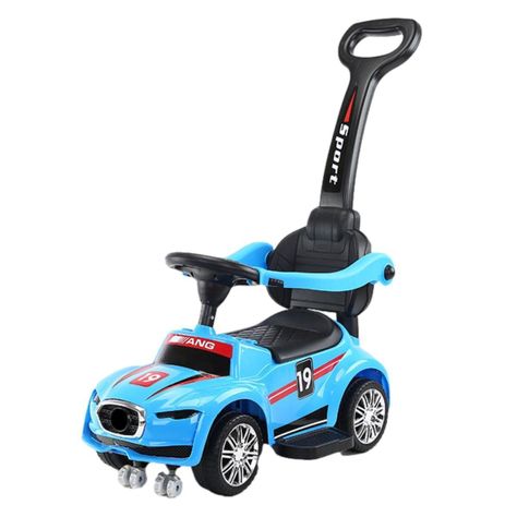  Auto Correpasillos Andador 2 en 1 con Mango Celeste-0