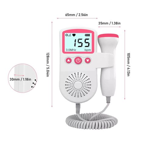 Monitor Fetal Doppler Ultrasonido Latidos Rosado-2