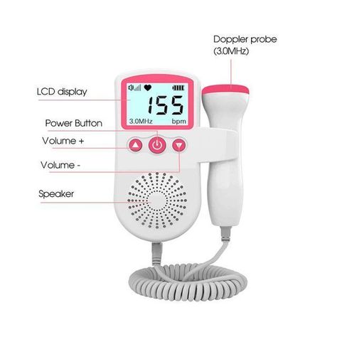 Monitor Fetal Doppler Ultrasonido Latidos Rosado-3