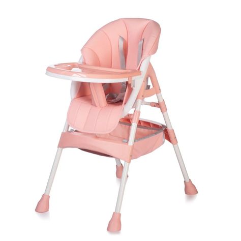 Silla De Comer Bebe Eco Cuero Ajustable Rosada-0